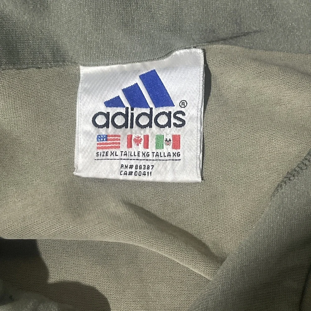 Vintage Adidas Originals Green 3 Stripes Knit Short Sleeve Button Up Mens XL Y2K